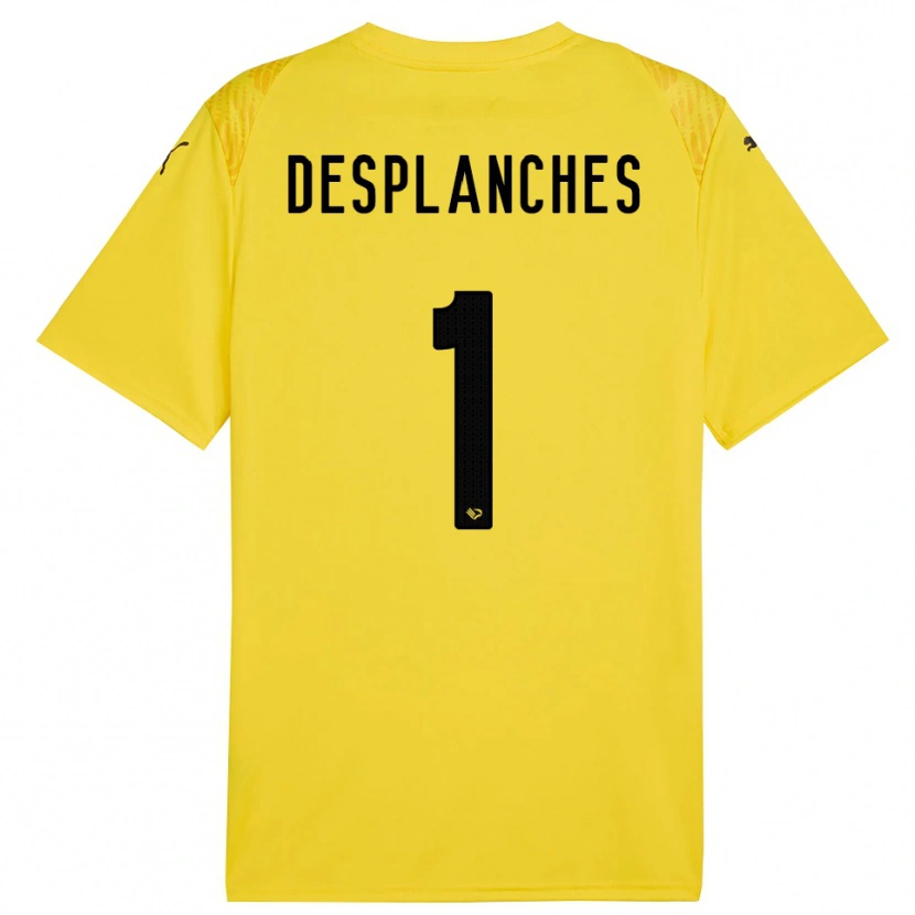 Danxen Hombre Camiseta Sebastiano Desplanches #1 Amarillo Negro Portero Equipación 2025/26 La Camisa