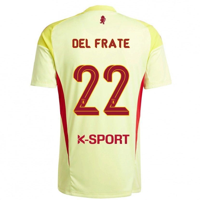 Danxen Hombre Camiseta Federico Del Frate #22 Amarillo Claro Rojo Portero Equipación 2025/26 La Camisa