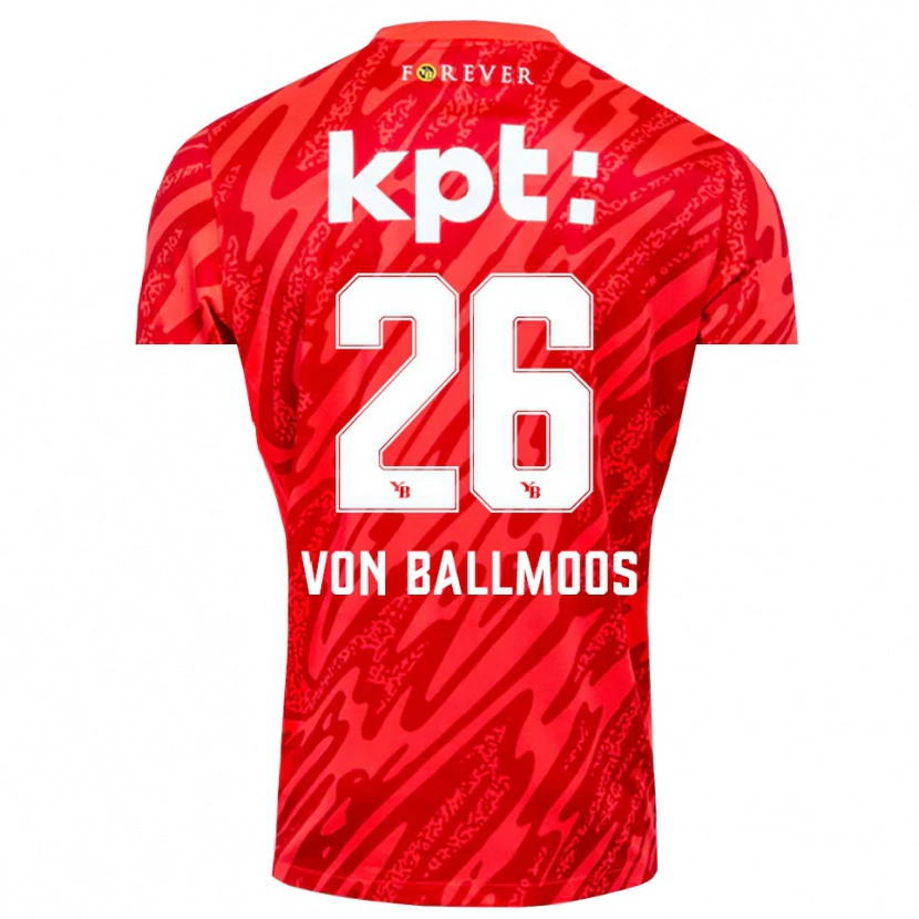 Danxen Hombre Camiseta David von Ballmoos #26 Rojo Blanco Portero Equipación 2025/26 La Camisa