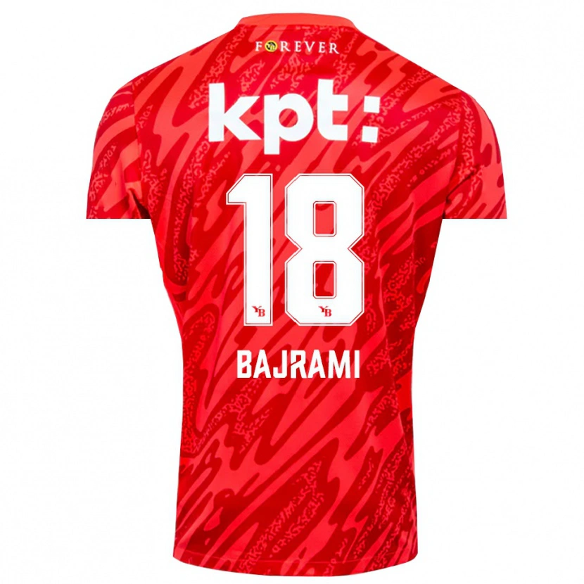 Danxen Hombre Camiseta Ardian Bajrami #18 Rojo Blanco Portero Equipación 2025/26 La Camisa