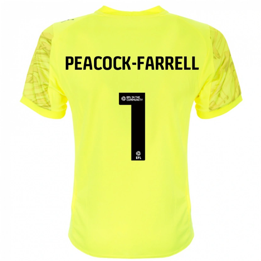 Danxen Hombre Camiseta Bailey Peacock-Farrell #1 Negro Amarillo Portero Equipación 2025/26 La Camisa