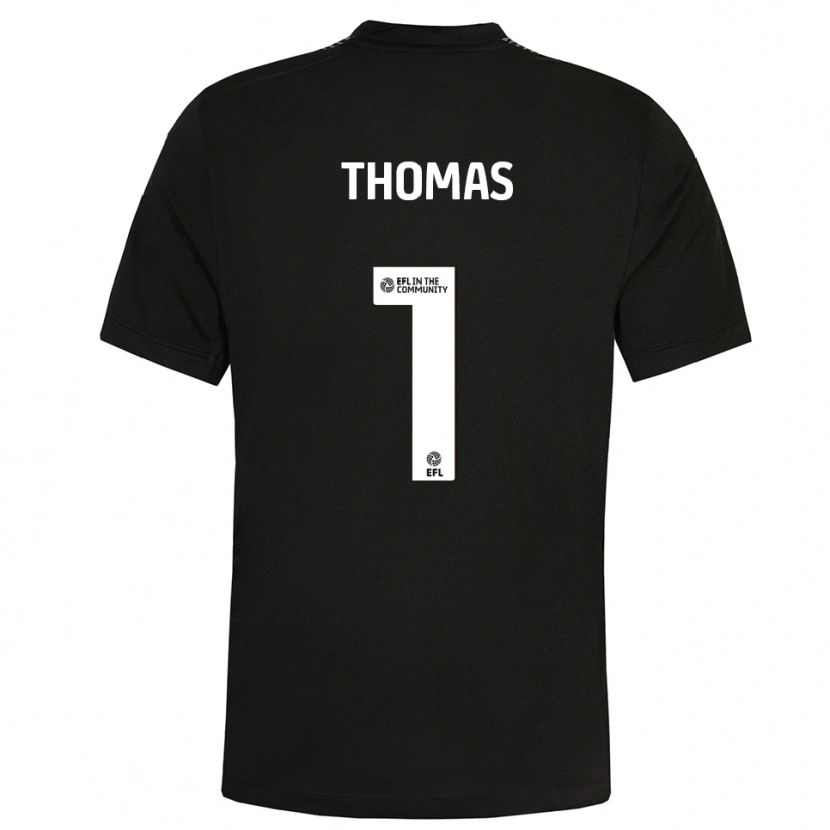 Danxen Hombre Camiseta Lucy Thomas #1 Negro Blanco Portero Equipación 2025/26 La Camisa