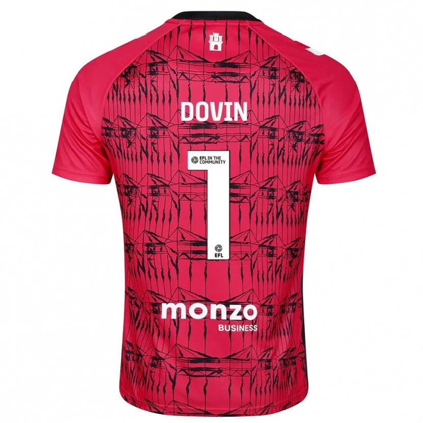 Danxen Hombre Camiseta Oliver Dovin #1 Rojo Blanco Portero Equipación 2025/26 La Camisa