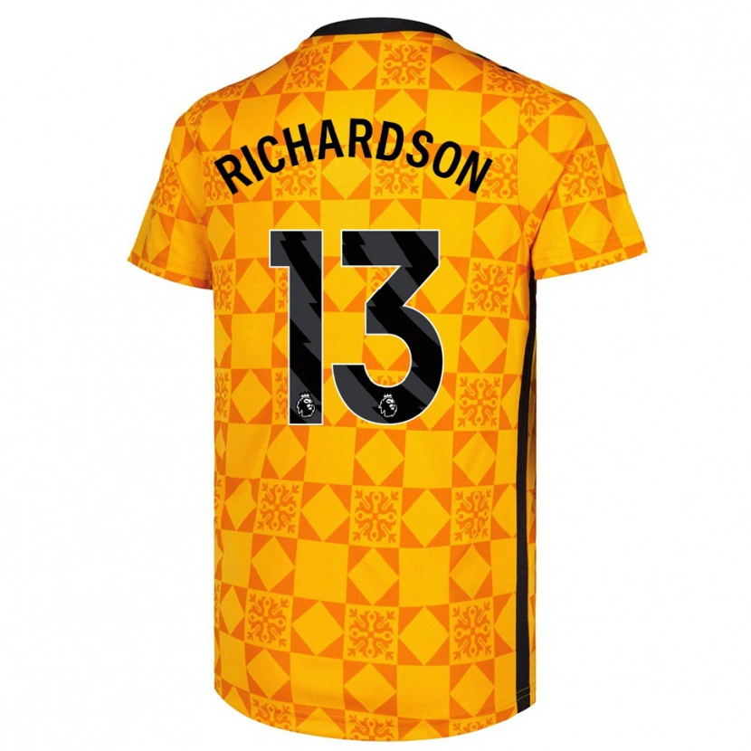 Danxen Hombre Camiseta Adam Richardson #13 Amarillo Negro Portero Equipación 2025/26 La Camisa