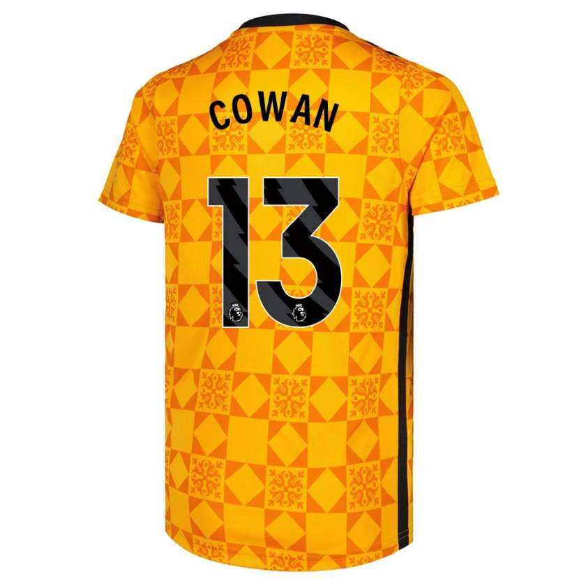 Danxen Hombre Camiseta Joe Cowan #13 Amarillo Negro Portero Equipación 2025/26 La Camisa