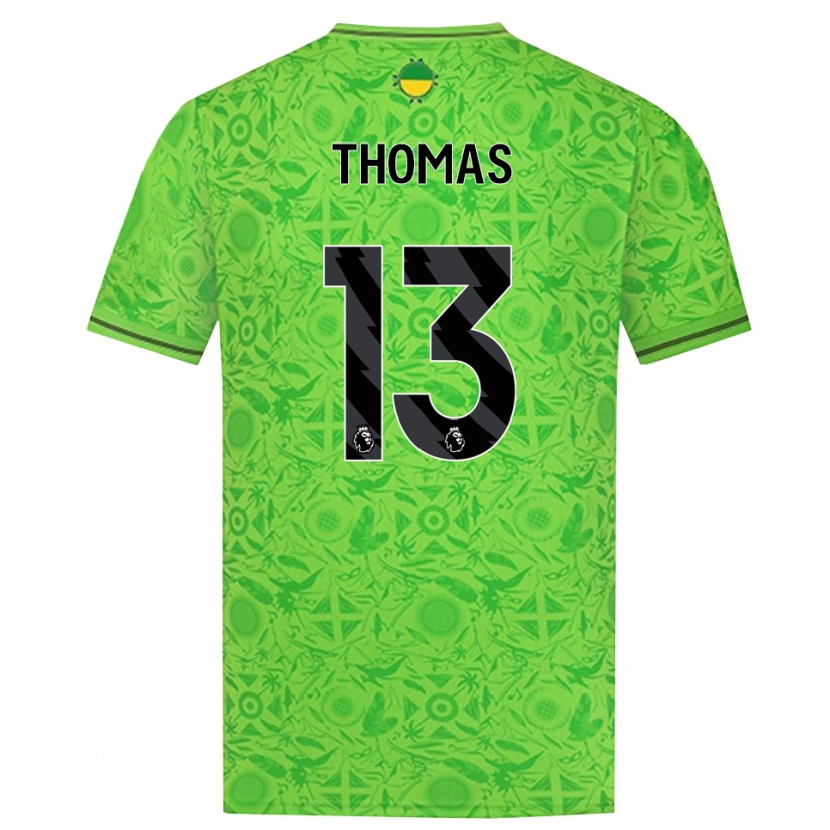 Danxen Hombre Camiseta Bec Thomas #13 Verde Negro Portero Equipación 2025/26 La Camisa