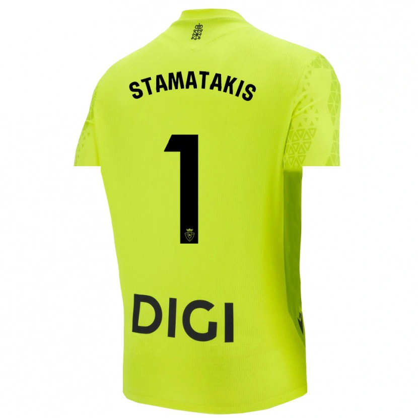 Danxen Hombre Camiseta Dimitrios Stamatakis #1 Verde Fluorescente Portero Equipación 2025/26 La Camisa