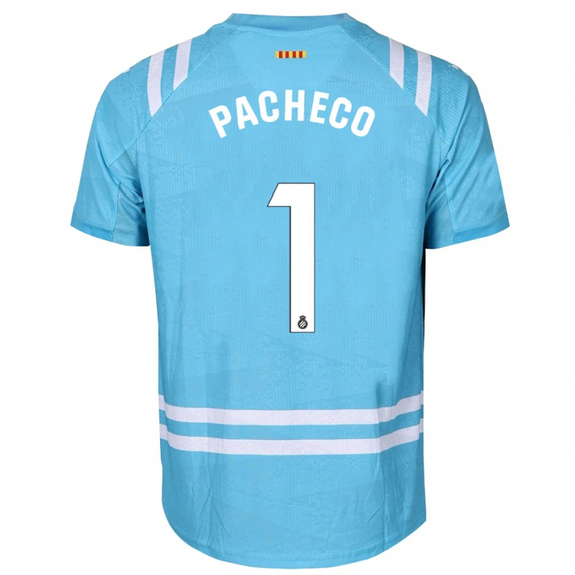 Danxen Hombre Camiseta Álvaro Pacheco #1 Blanco Azul Claro Portero Equipación 2025/26 La Camisa