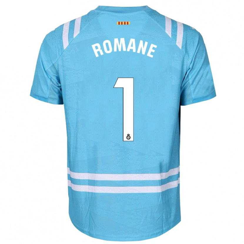 Danxen Hombre Camiseta Romane Salvador #1 Blanco Azul Claro Portero Equipación 2025/26 La Camisa