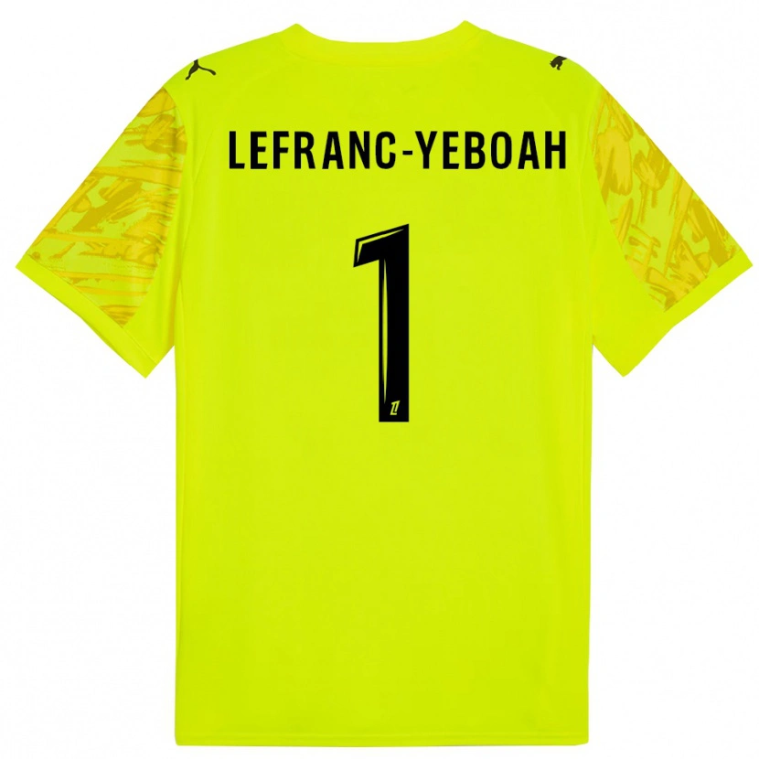 Danxen Hombre Camiseta Daïvy Lefranc-Yeboah #1 Verde Fluorescente Negro Portero Equipación 2025/26 La Camisa