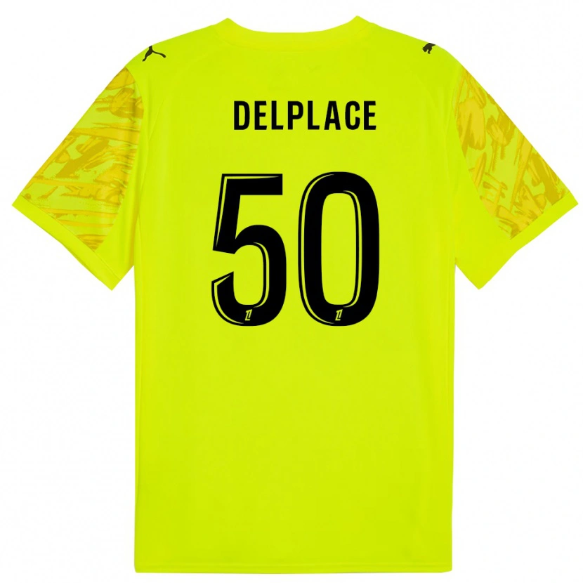 Danxen Hombre Camiseta Adam Delplace #50 Verde Fluorescente Negro Portero Equipación 2025/26 La Camisa