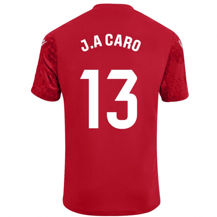 Danxen Hombre Camiseta José Antonio Caro #13 Rojo Blanco Portero Equipación 2025/26 La Camisa