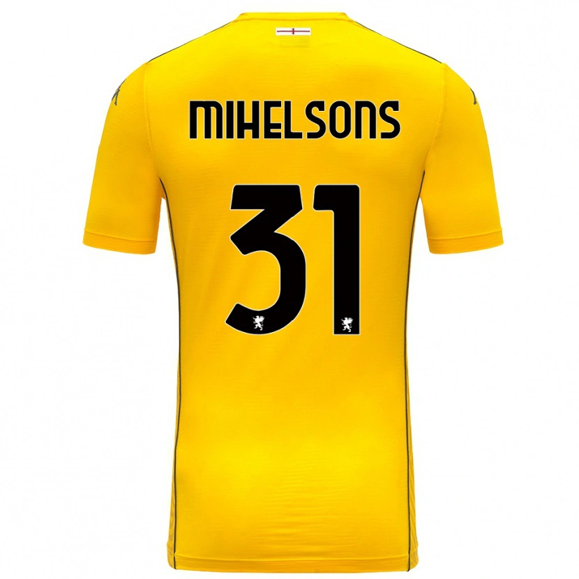 Danxen Hombre Camiseta Rendijs Mihelsons #31 Amarillo Oscuro Negro Portero Equipación 2025/26 La Camisa