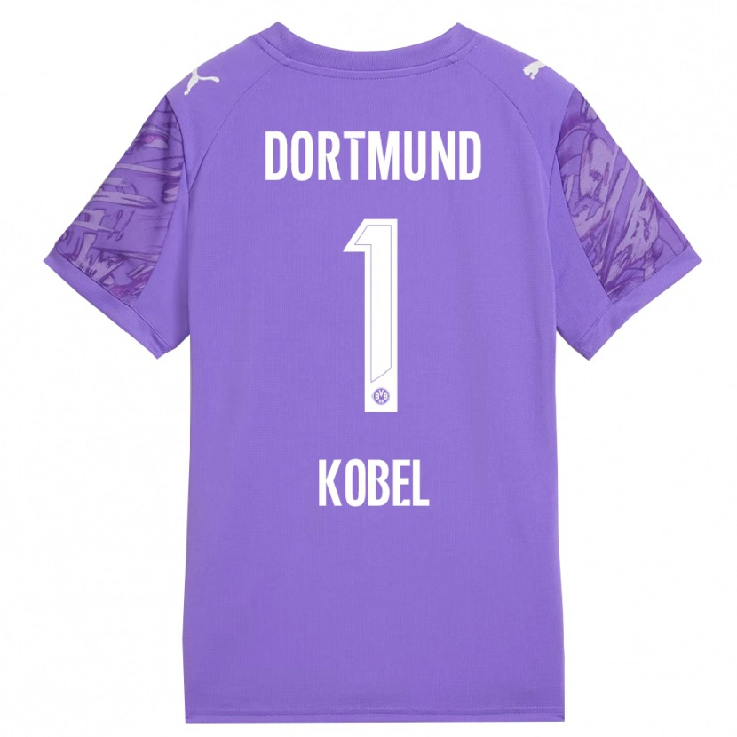 Danxen Hombre Camiseta Gregor Kobel #1 Lila Blanco Portero Equipación 2025/26 La Camisa