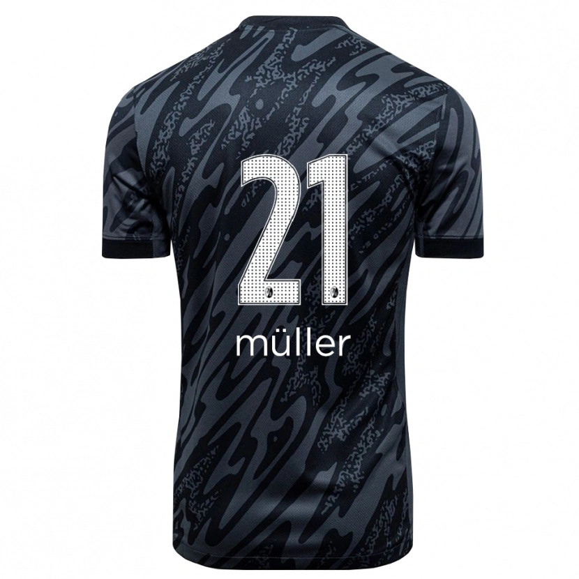 Danxen Hombre Camiseta Florian Müller #21 Negro Blanco Portero Equipación 2025/26 La Camisa
