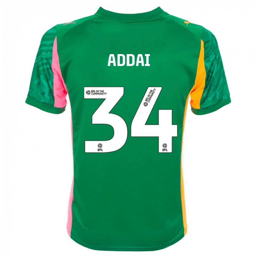 Danxen Mujer Camiseta Corey Addai #34 Verde Rosa Blanco Portero Equipación 2025/26 La Camisa