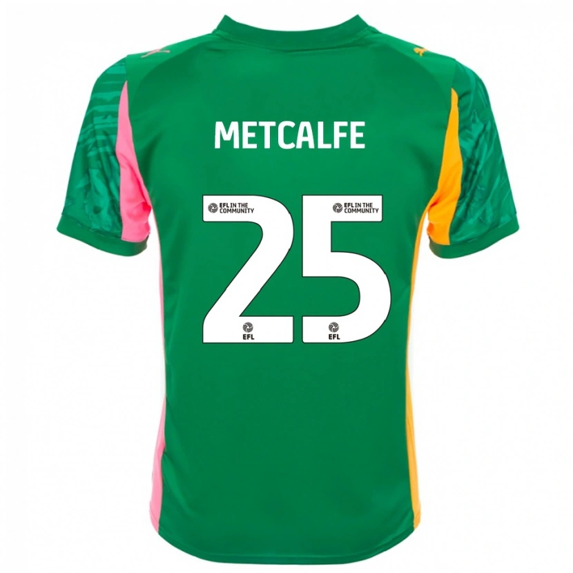 Danxen Mujer Camiseta Max Metcalfe #25 Verde Rosa Blanco Portero Equipación 2025/26 La Camisa