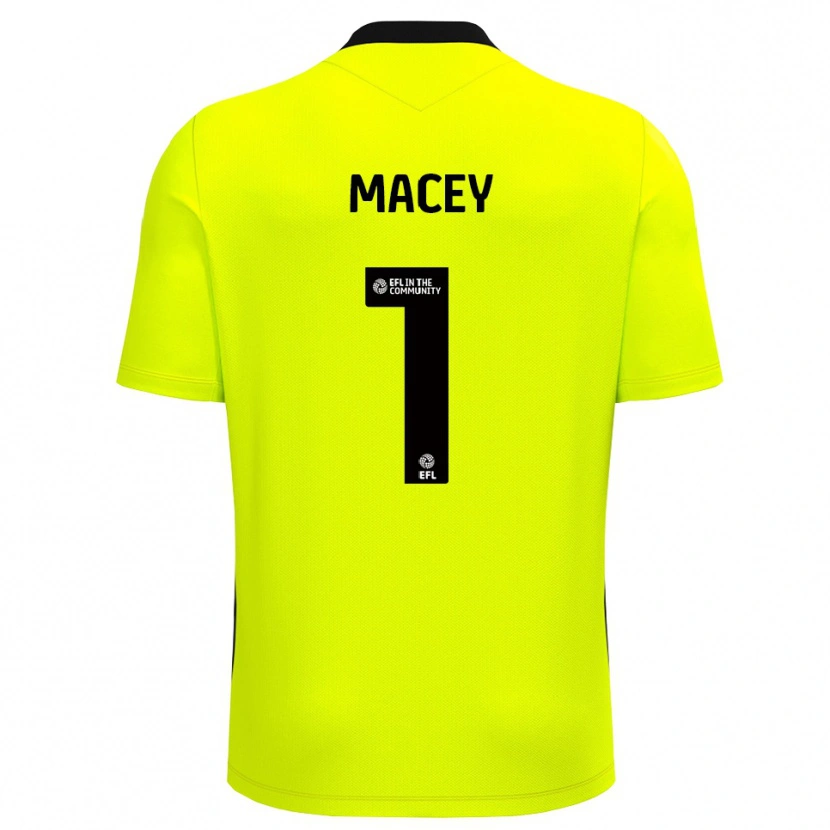 Danxen Mujer Camiseta Matt Macey #1 Negro Amarillo Portero Equipación 2025/26 La Camisa