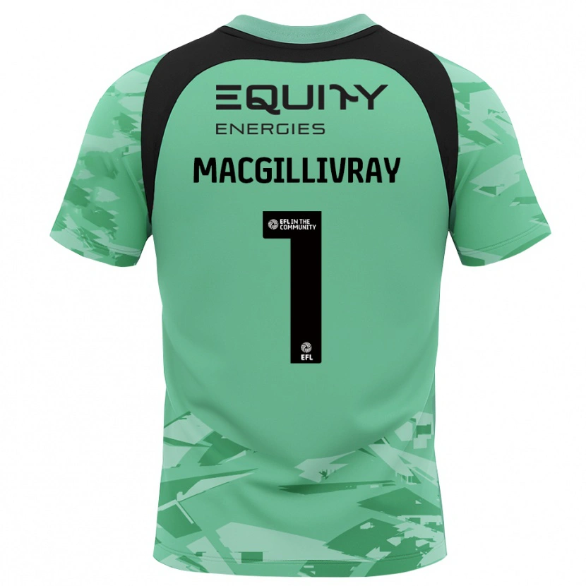 Danxen Mujer Camiseta Craig MacGillivray #1 Negro Verde Claro Glack Portero Equipación 2025/26 La Camisa