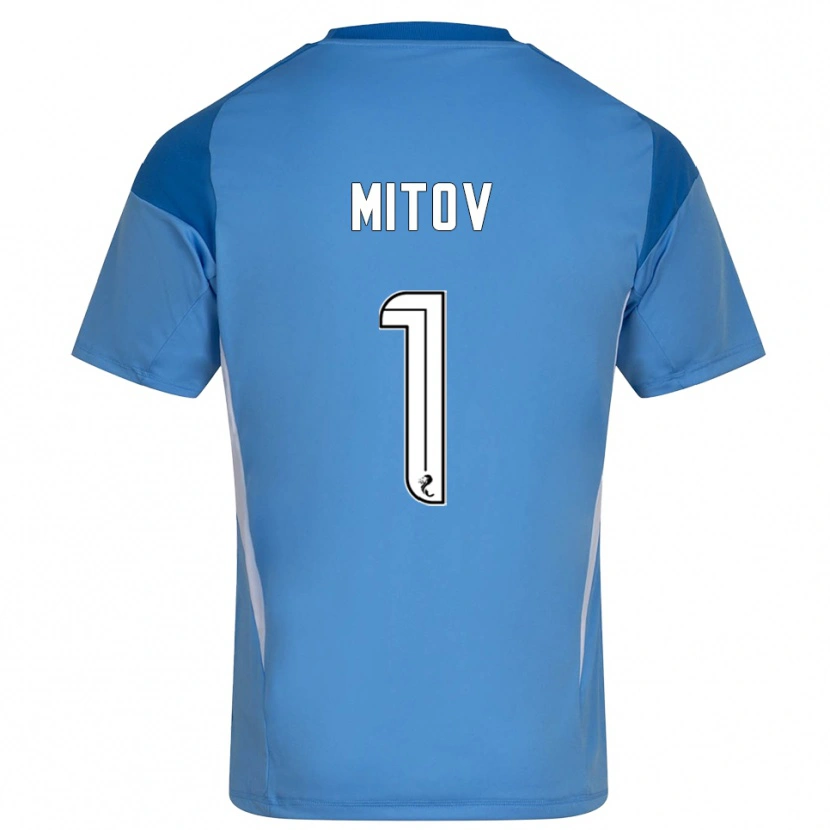 Danxen Mujer Camiseta Dimitar Mitov #1 Blanco Azul Portero Equipación 2025/26 La Camisa