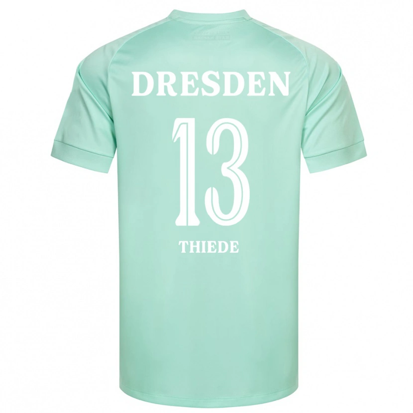 Danxen Mujer Camiseta Tristan Thiede #13 Blanco Verde Claro Portero Equipación 2025/26 La Camisa