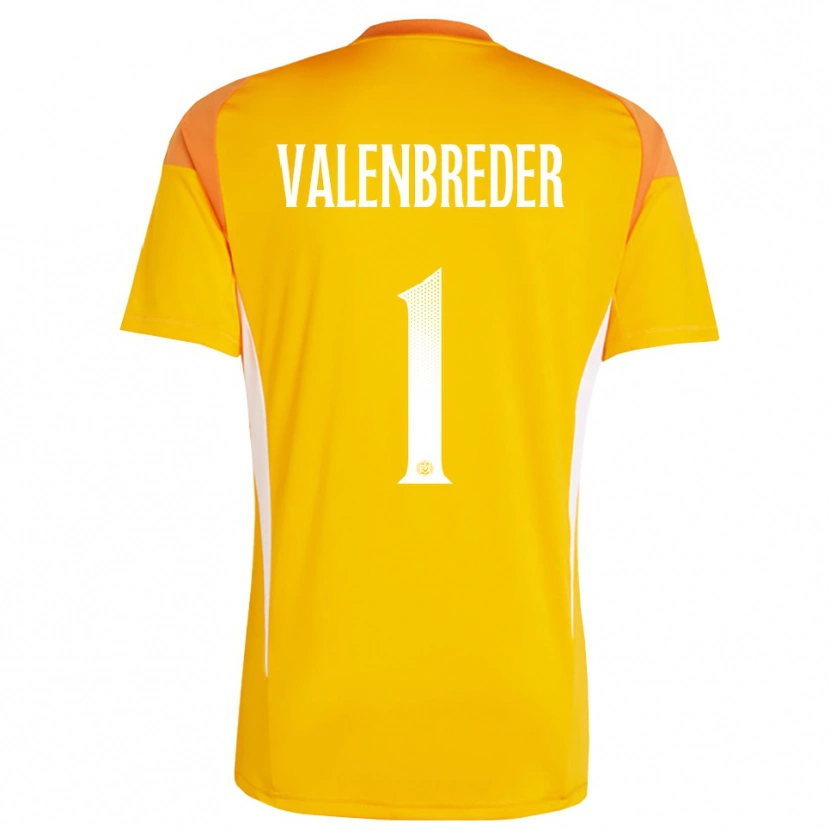 Danxen Mujer Camiseta Frederik Valenbreder #1 Blanco Naranja Portero Equipación 2025/26 La Camisa