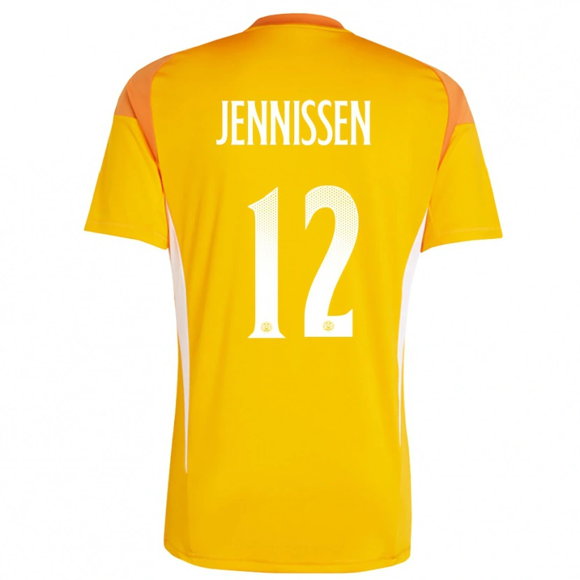Danxen Mujer Camiseta Laurenz Jennissen #12 Blanco Naranja Portero Equipación 2025/26 La Camisa