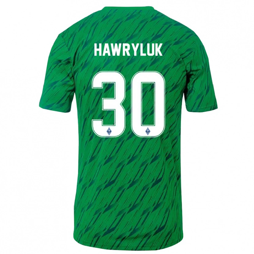 Danxen Mujer Camiseta Lucien Hawryluk #30 Verde Blanco Portero Equipación 2025/26 La Camisa