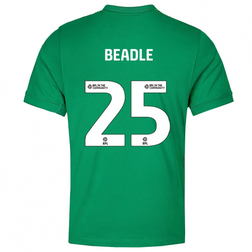 Danxen Mujer Camiseta James Beadle #25 Verde Blanco Portero Equipación 2025/26 La Camisa