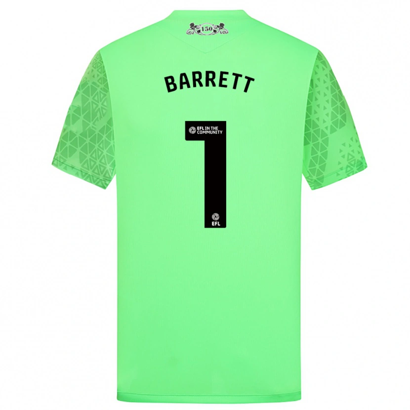 Danxen Mujer Camiseta Jack Barrett #1 Verde Fluorescente Portero Equipación 2025/26 La Camisa
