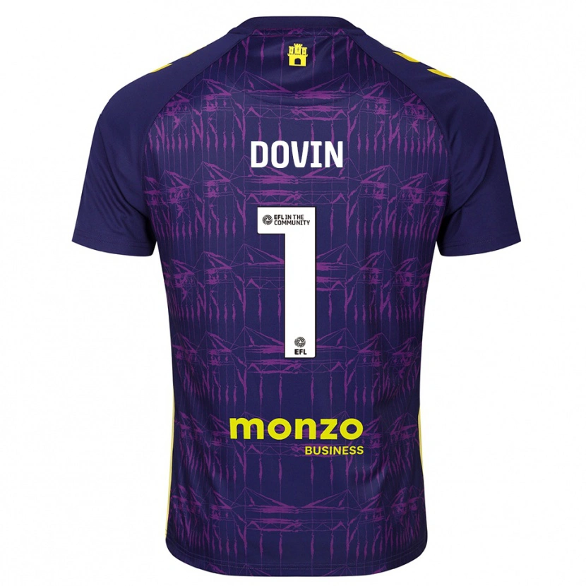 Danxen Mujer Camiseta Oliver Dovin #1 Morado Amarillo Portero Equipación 2025/26 La Camisa