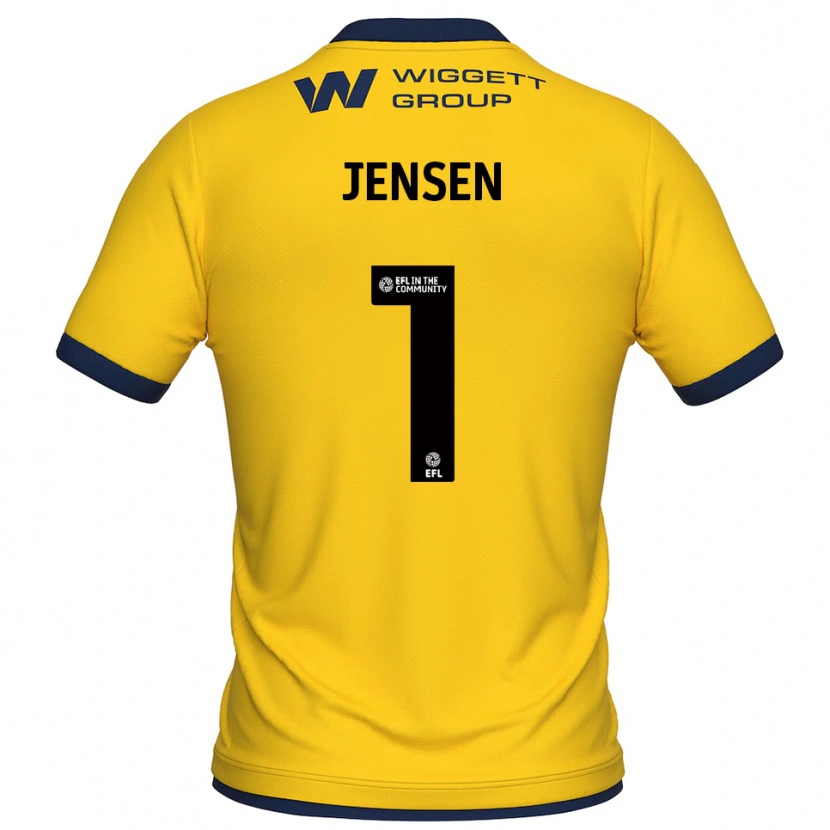 Danxen Mujer Camiseta Lukas Jensen #1 Amarillo Negro Portero Equipación 2025/26 La Camisa