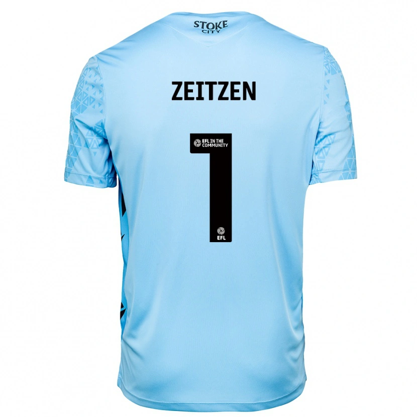 Danxen Mujer Camiseta Michael Zeitzen #1 Azul Cielo Negro Portero Equipación 2025/26 La Camisa