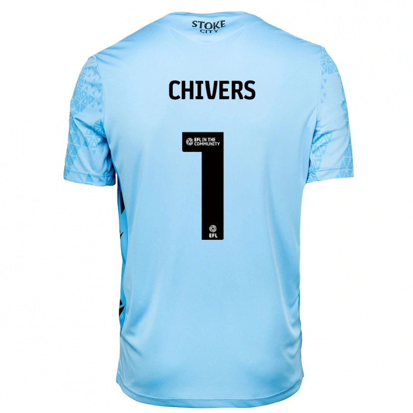 Danxen Mujer Camiseta Ben Chivers #1 Azul Cielo Negro Portero Equipación 2025/26 La Camisa