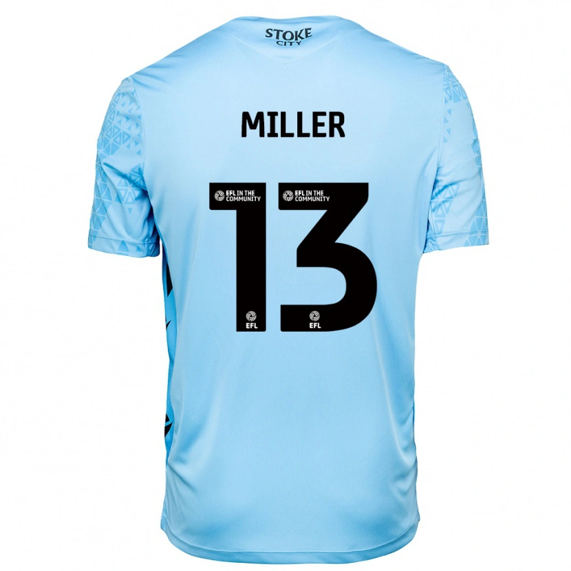Danxen Mujer Camiseta Tom Miller #13 Azul Cielo Negro Portero Equipación 2025/26 La Camisa