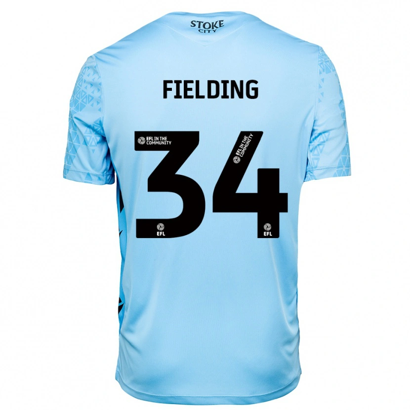 Danxen Mujer Camiseta Frank Fielding #34 Azul Cielo Negro Portero Equipación 2025/26 La Camisa