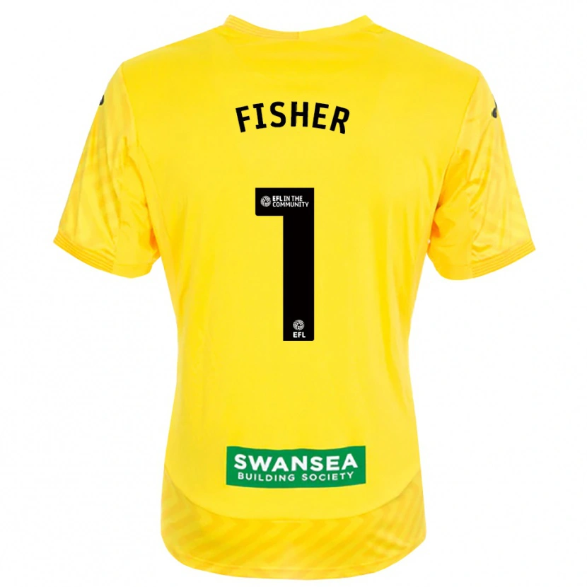 Danxen Mujer Camiseta Andy Fisher #1 Amarillo Negro Portero Equipación 2025/26 La Camisa