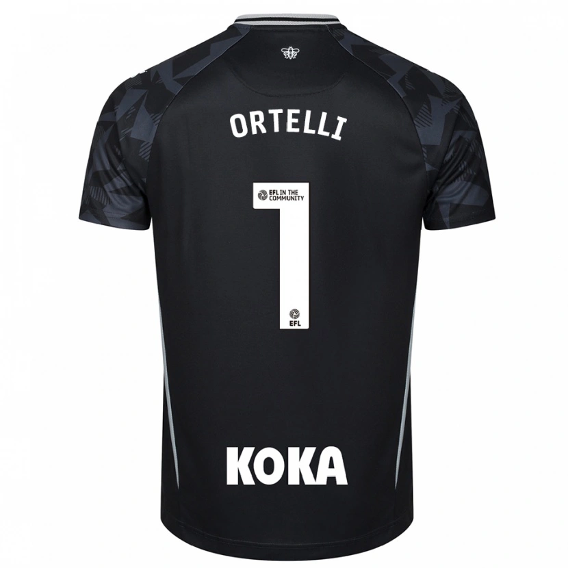 Danxen Mujer Camiseta Gabriel Ortelli #1 Negro Azul Portero Equipación 2025/26 La Camisa