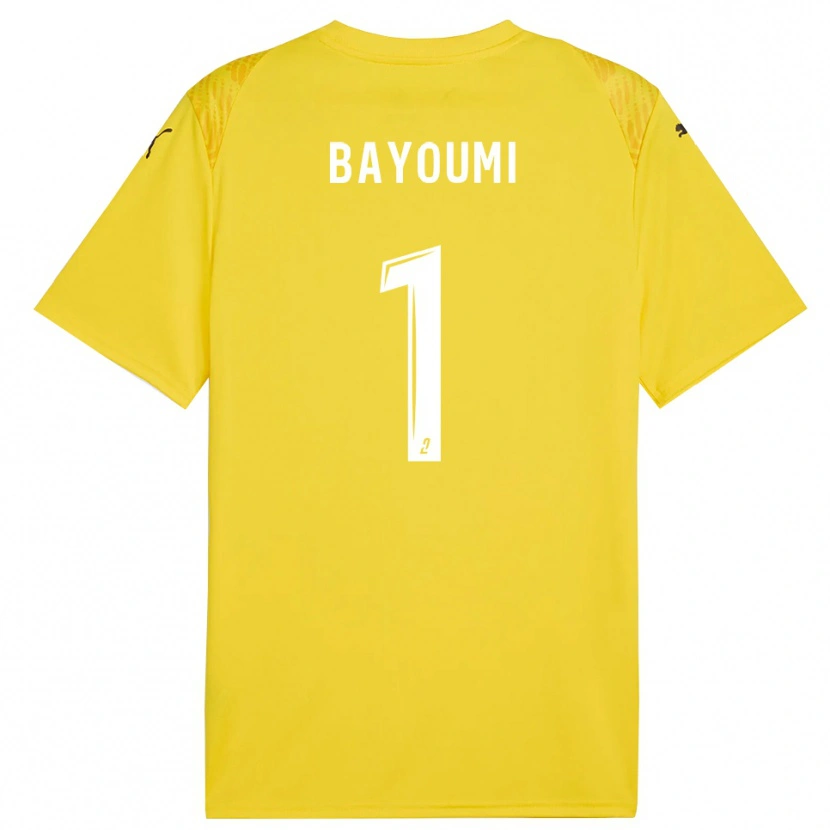 Danxen Mujer Camiseta Gibril Bayoumi #1 Blanco Amarillo Portero Equipación 2025/26 La Camisa