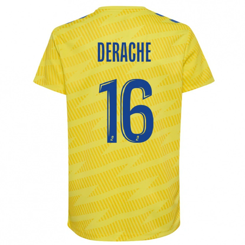 Danxen Mujer Camiseta Joseph Derache #16 Amarillo Azul Portero Equipación 2025/26 La Camisa