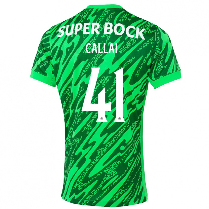 Danxen Mujer Camiseta Diego Callai #41 Verde Blanco Portero Equipación 2025/26 La Camisa