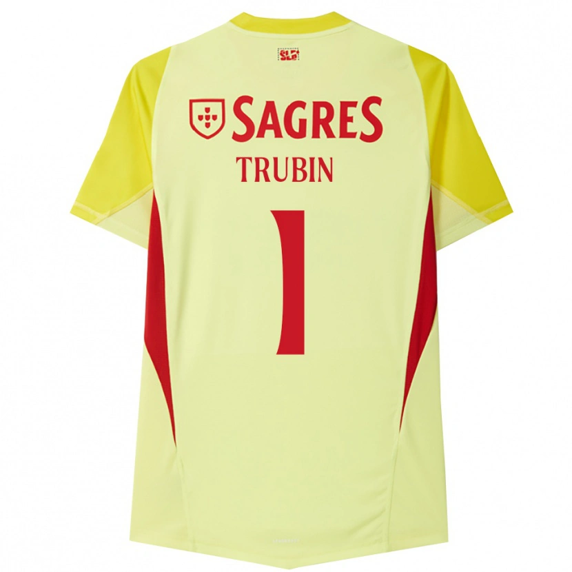 Danxen Mujer Camiseta Anatoliy Trubin #1 Amarillo Rojo Portero Equipación 2025/26 La Camisa