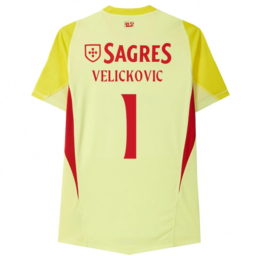 Danxen Mujer Camiseta Luka Veličković #1 Amarillo Rojo Portero Equipación 2025/26 La Camisa