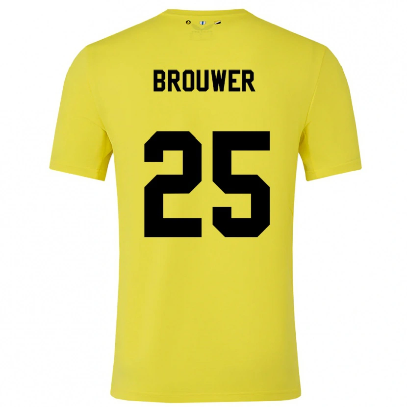 Danxen Mujer Camiseta Michael Brouwer #25 Amarillo Negro Portero Equipación 2025/26 La Camisa