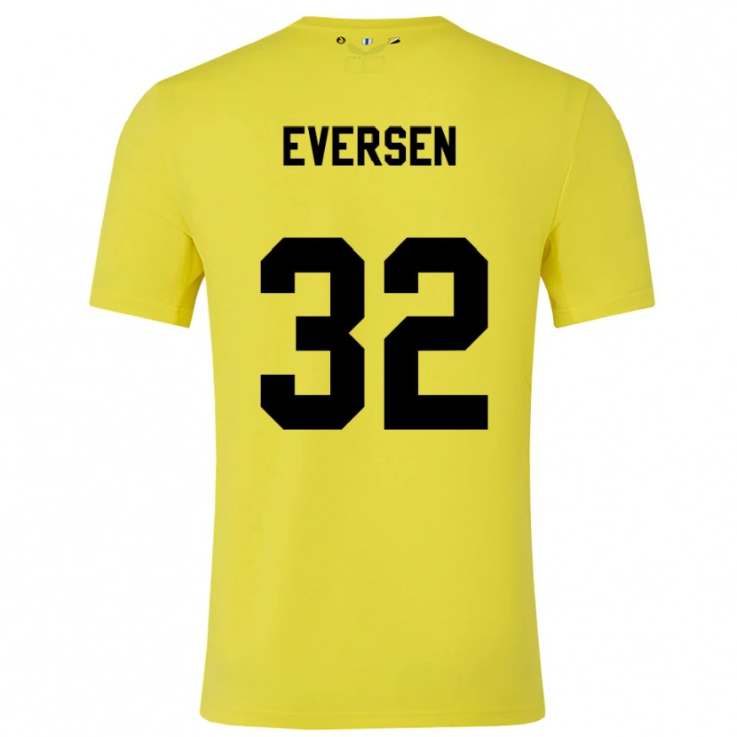 Danxen Mujer Camiseta Justin Eversen #32 Amarillo Negro Portero Equipación 2025/26 La Camisa