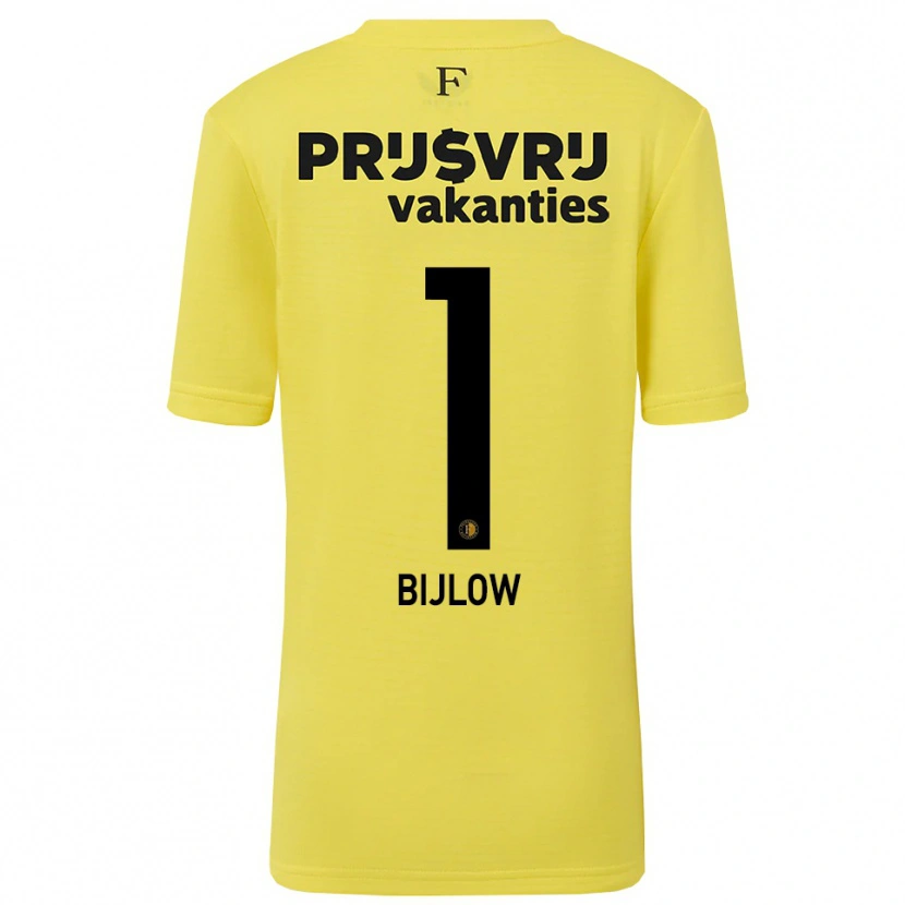 Danxen Mujer Camiseta Justin Bijlow #1 Amarillo Negro Portero Equipación 2025/26 La Camisa