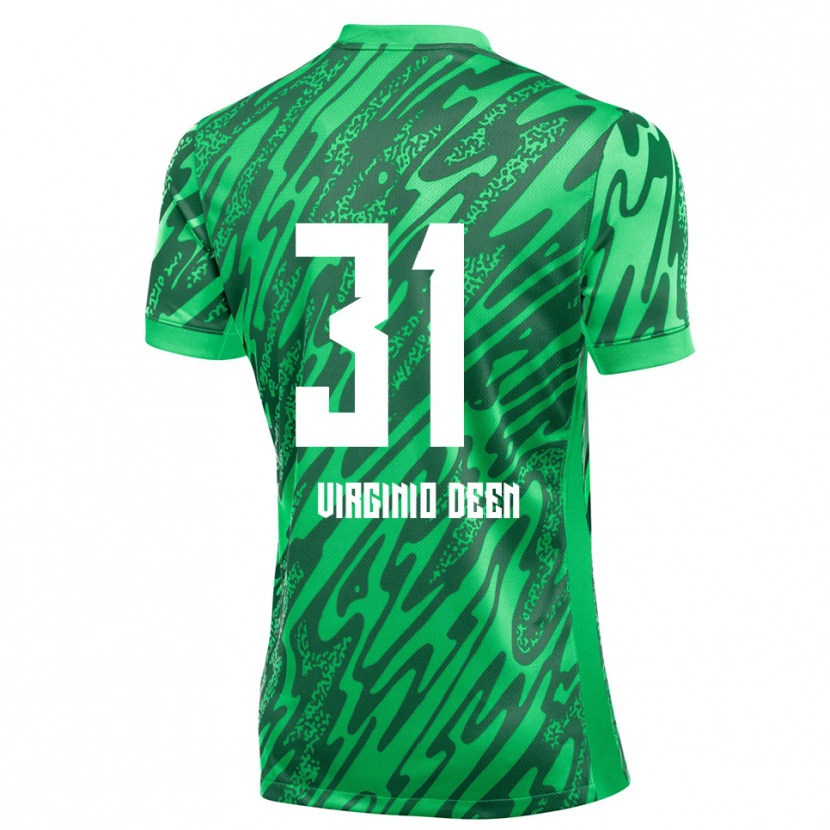 Danxen Mujer Camiseta Daniël Virginio Deen #31 Verde Blanco Portero Equipación 2025/26 La Camisa