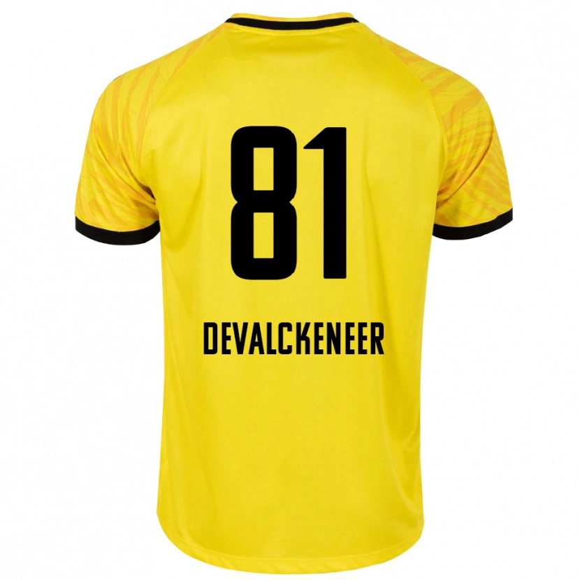 Danxen Mujer Camiseta Niels Devalckeneer #81 Amarillo Negro Portero Equipación 2025/26 La Camisa