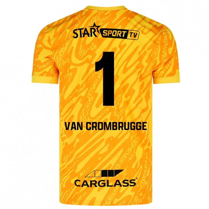 Danxen Mujer Camiseta Hendrik Van Crombrugge #1 Naranja Amarillo Negro Portero Equipación 2025/26 La Camisa