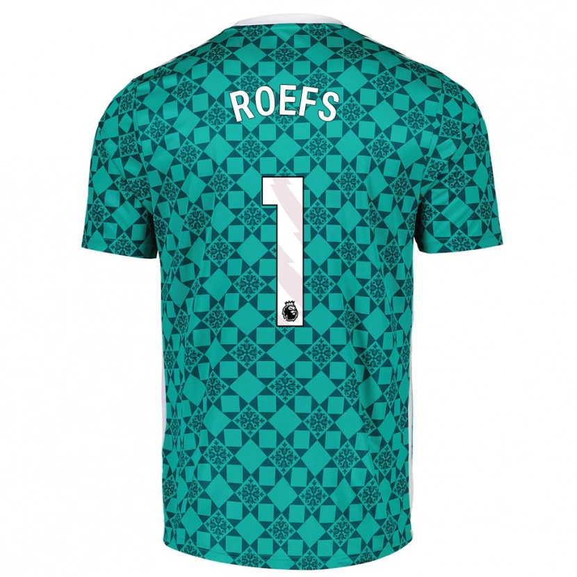 Danxen Mujer Camiseta Robin Roefs #1 Verde Blanco Portero Equipación 2025/26 La Camisa
